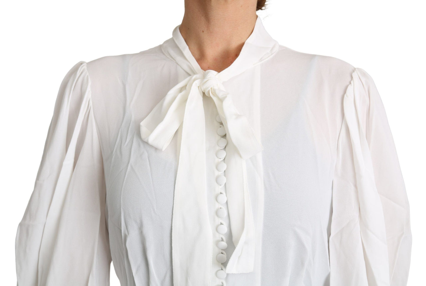 Elegant White Scarf Neck Blouse