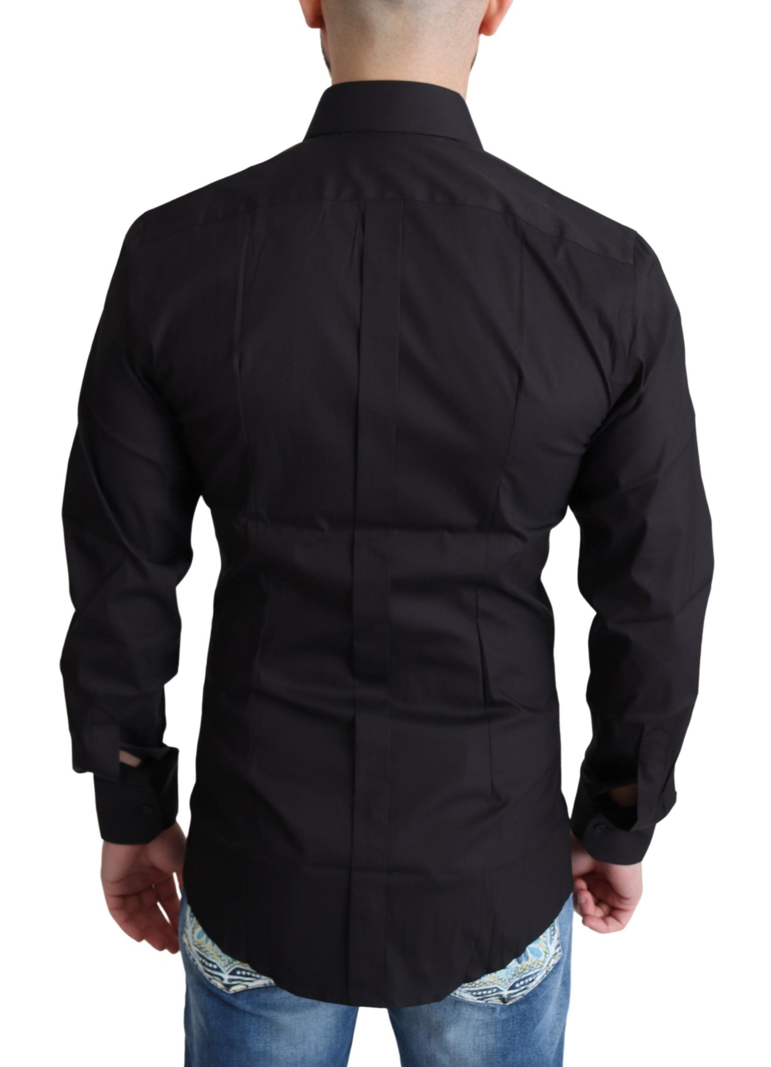 Black Cotton Blend Formal Dress Shirt