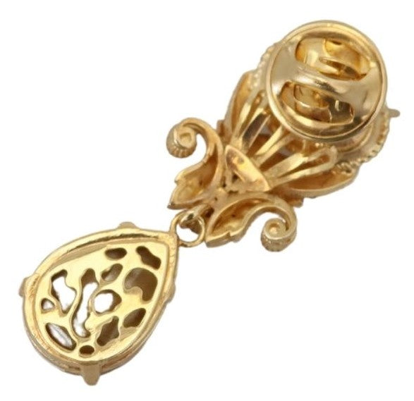 Exquisite Gold-Toned Crystal Brooch