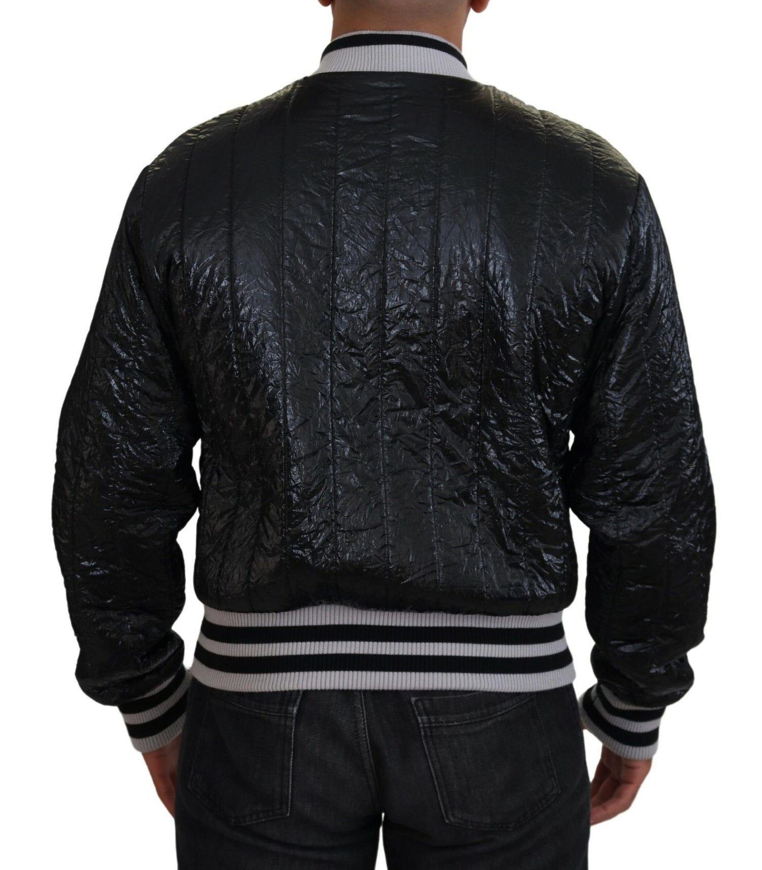 Sleek Black Bomber Jacket