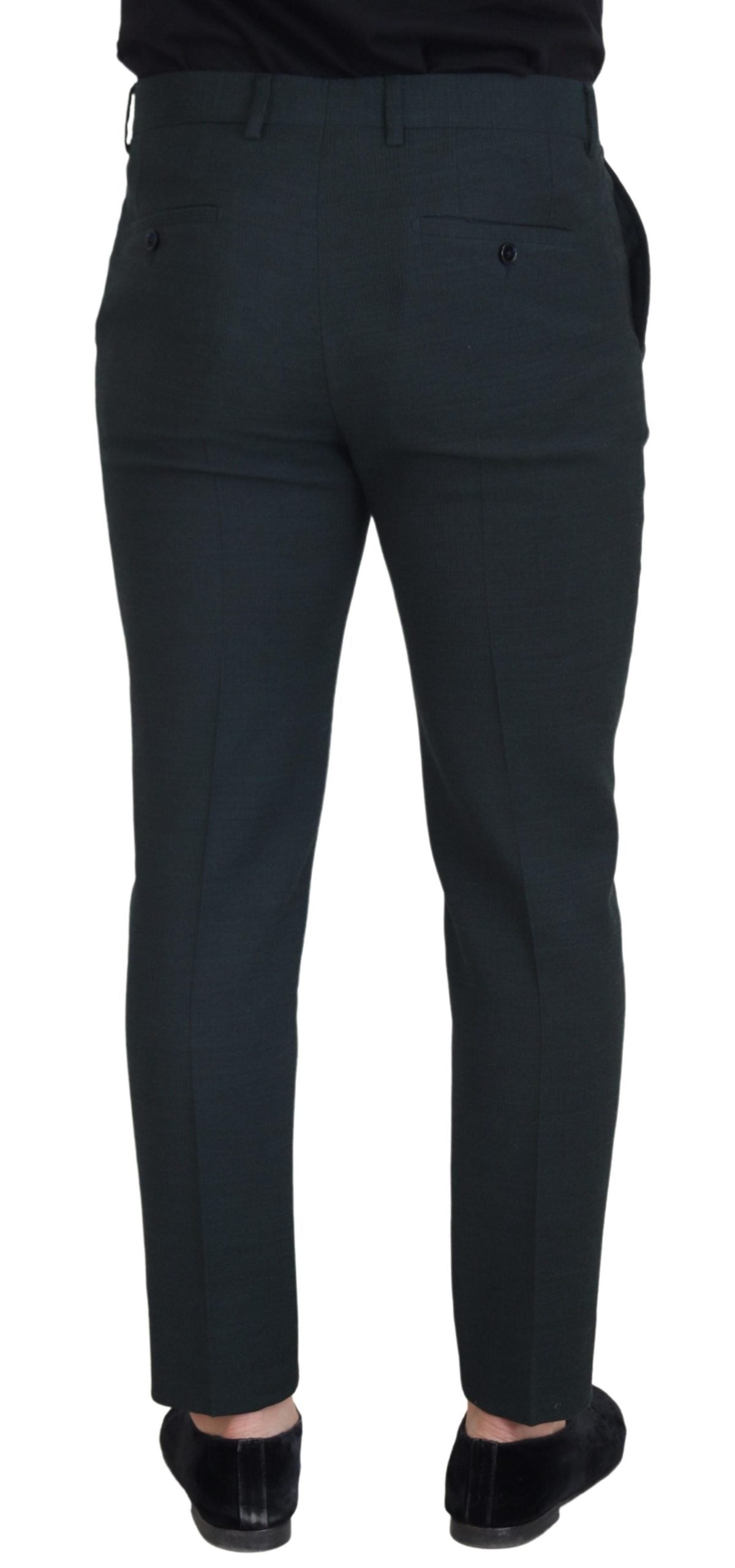 Blue Wool Slim Fit Formal Pants