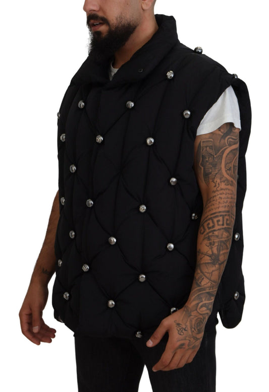 Elegant Black Sleeveless Vest Jacket