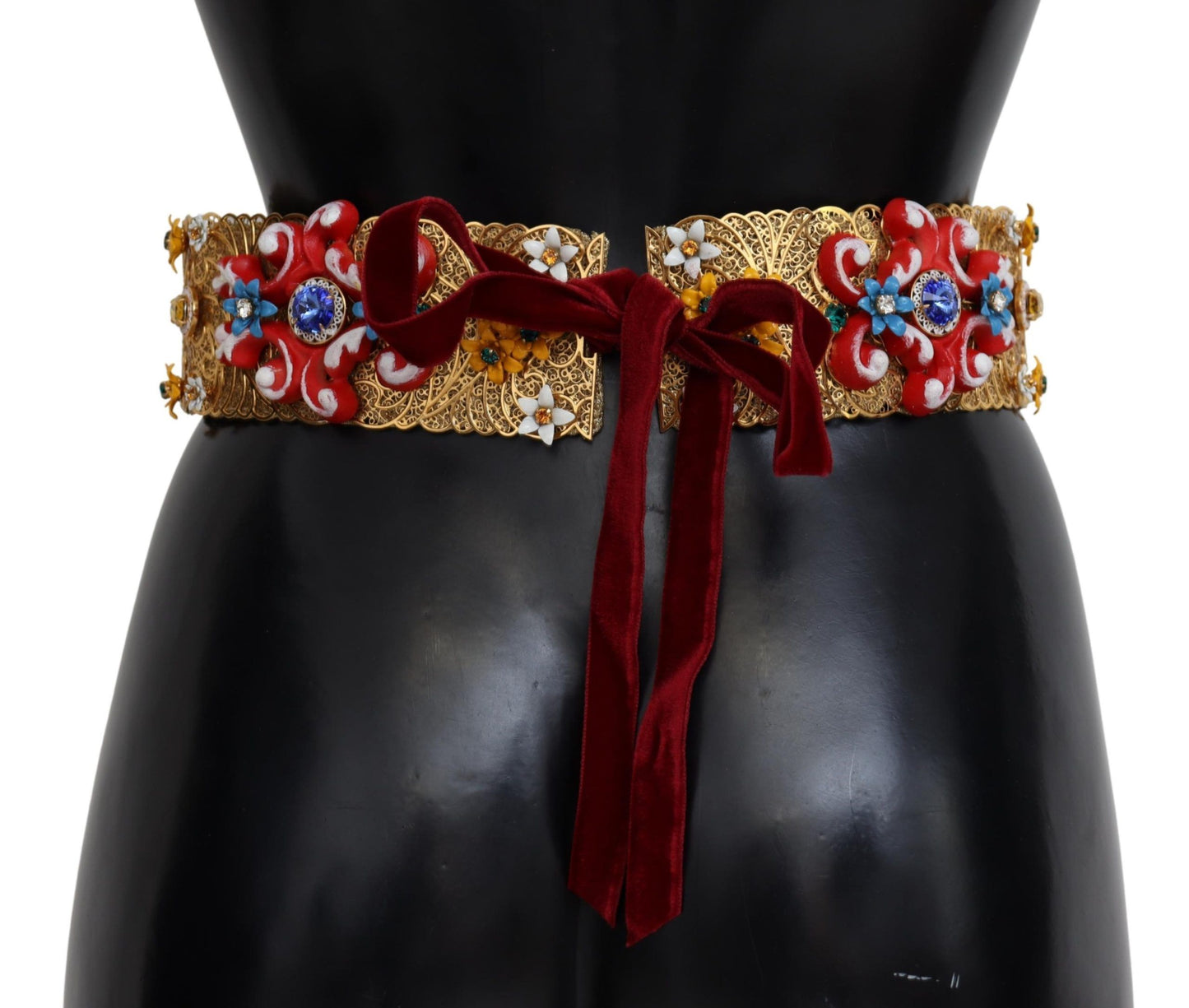 Gold-Tone Floral Crystal Waist Belt