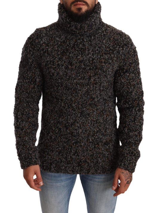 Gray Wool Blend Turtleneck Pullover Sweater