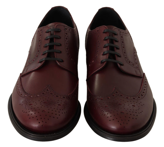 Elegant Bordeaux Leather Derby Shoes