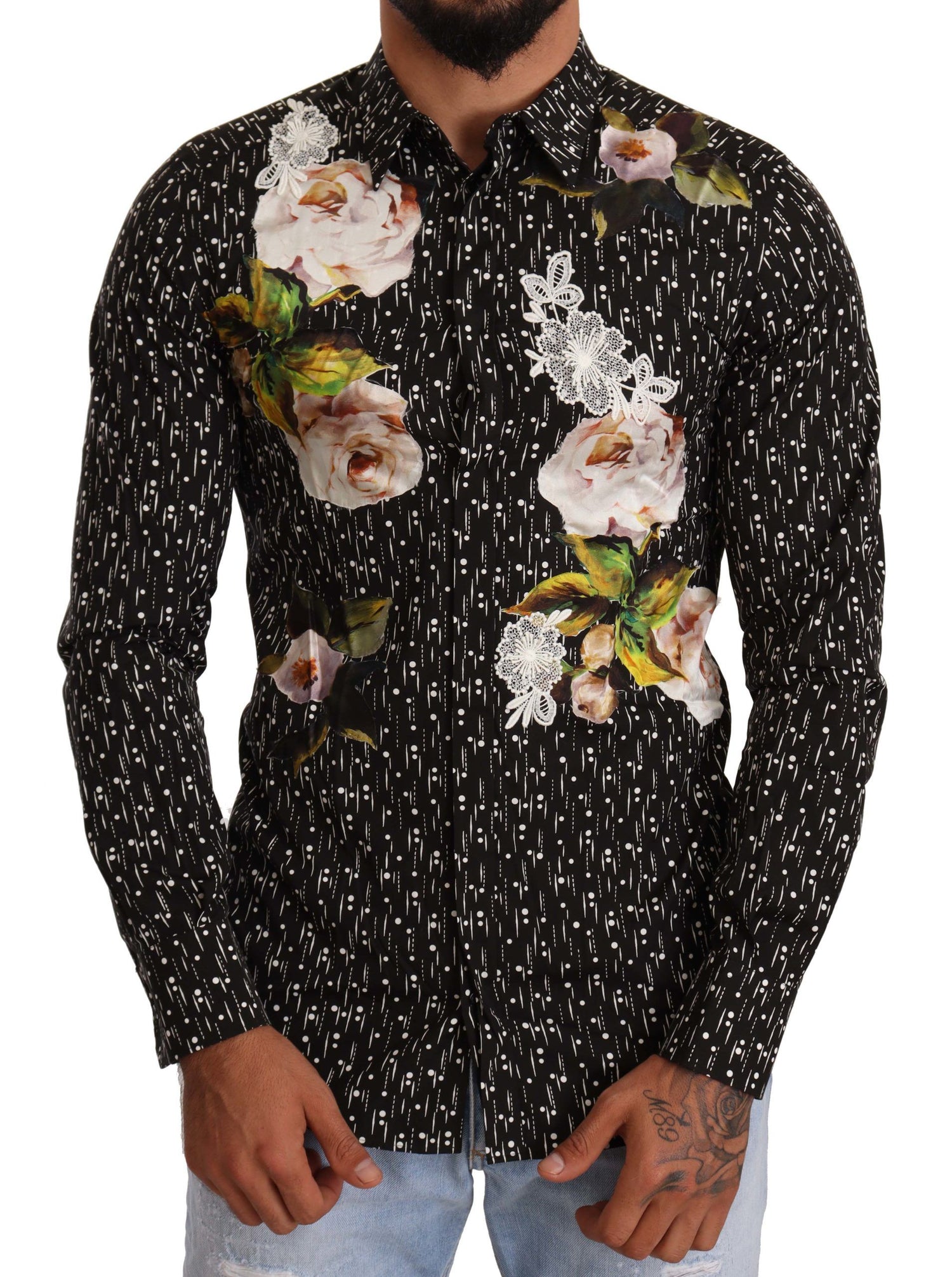 Elegant Floral Embroidered Dress Shirt