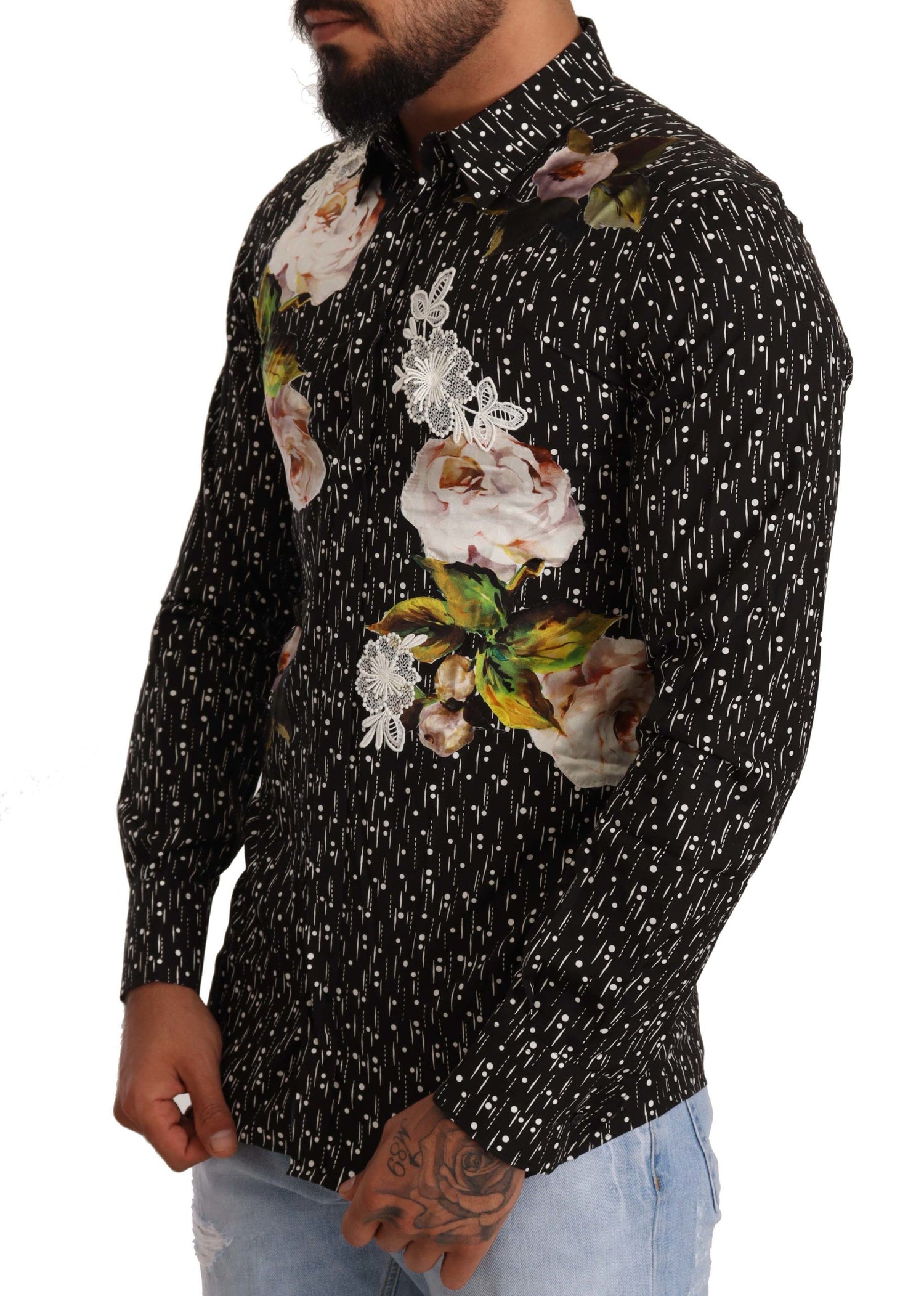 Elegant Floral Embroidered Dress Shirt