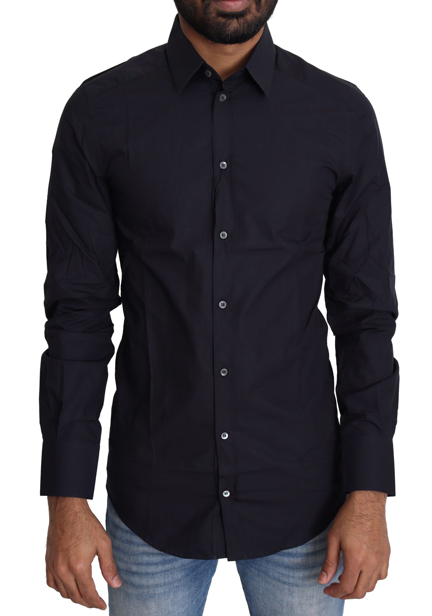 Navy Blue Slim Fit Gold Series Dress Shirt