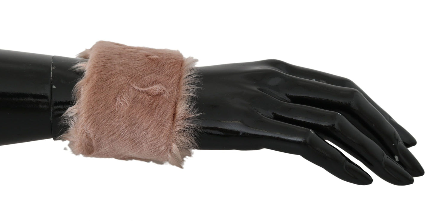 Elegant Beige Fur Cuff Bracelet