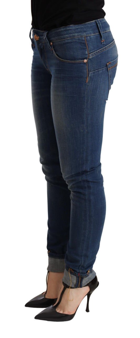 Blue Washed Low Waist Skinny Denim Jeans Pant