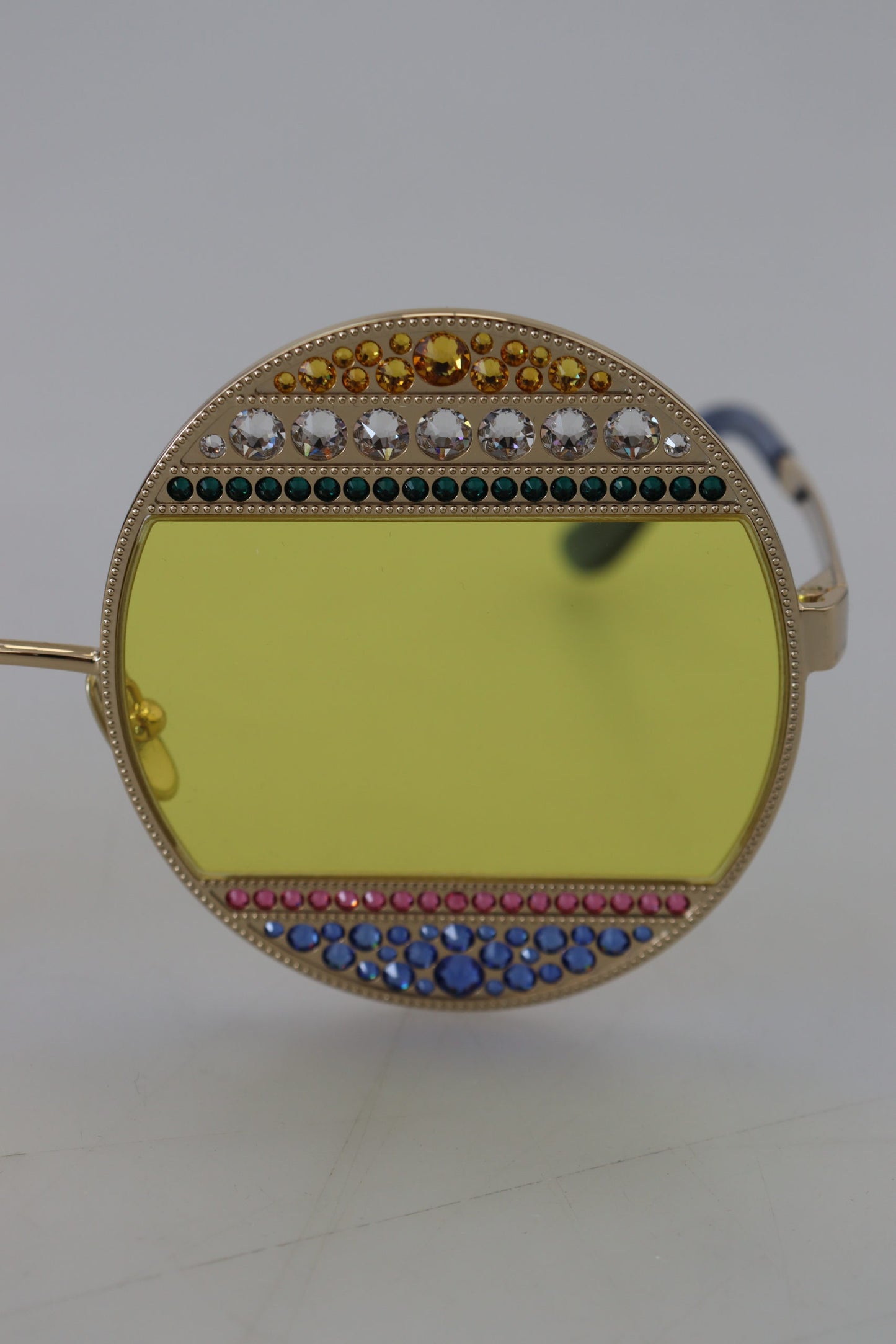 Crystal Embellished Gold Oval Sunglasses