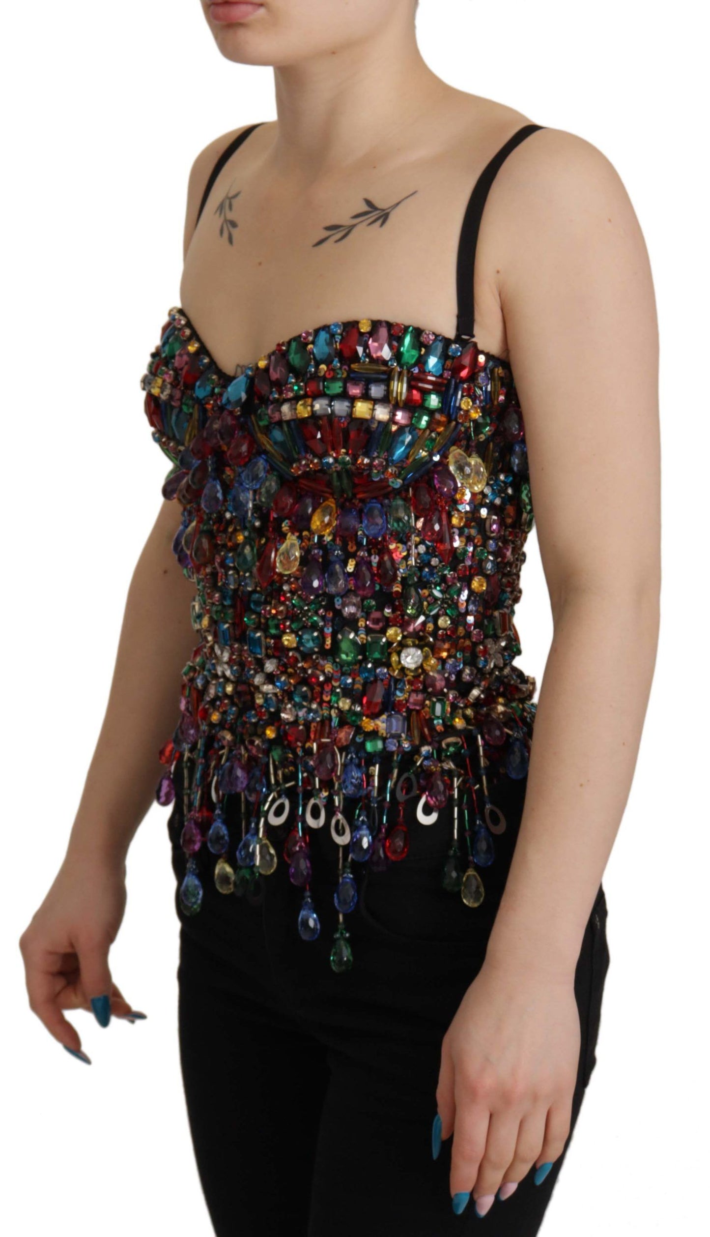 Multicolor Sleeveless Bustier Jeweled Spring Top