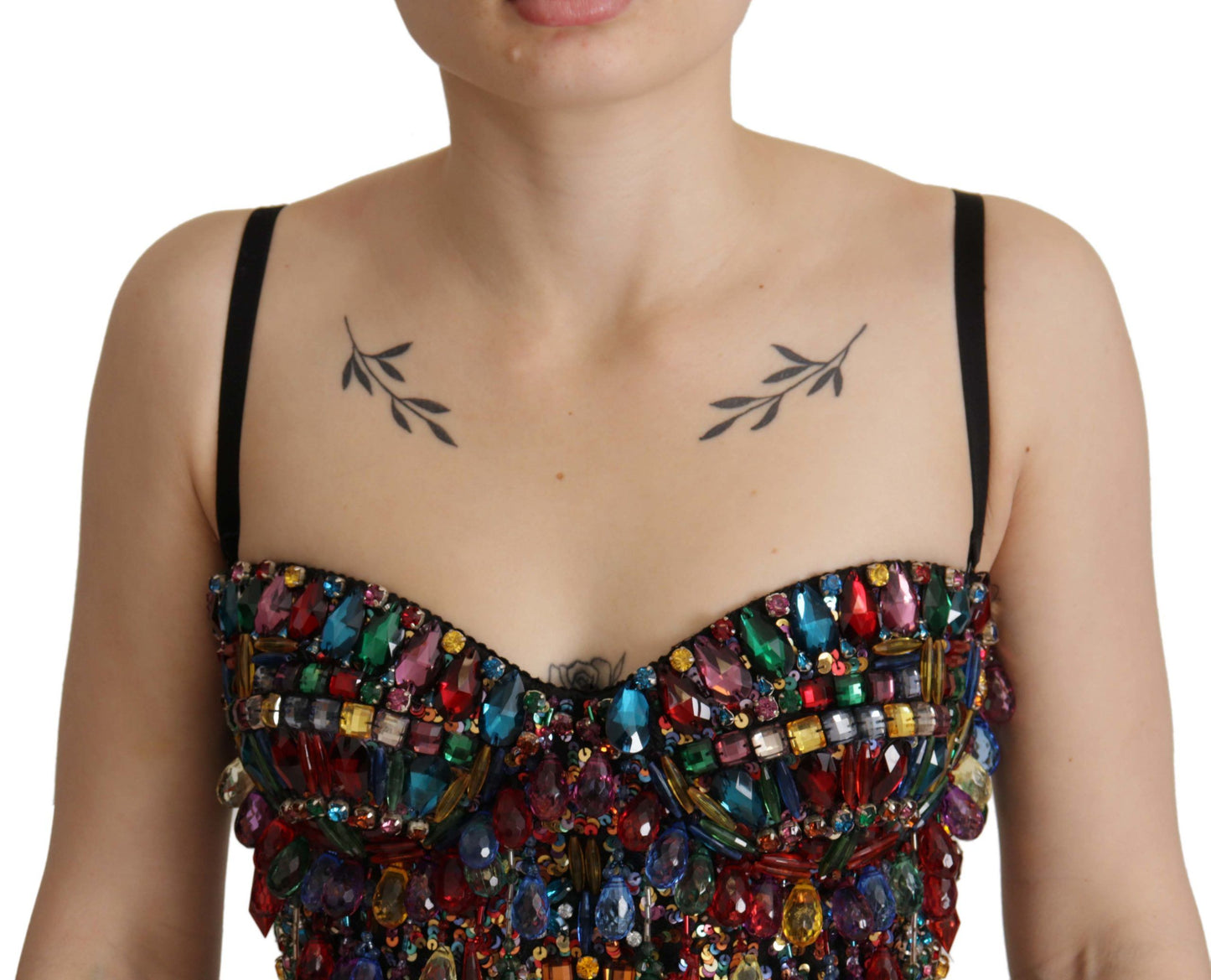 Multicolor Sleeveless Bustier Jeweled Spring Top