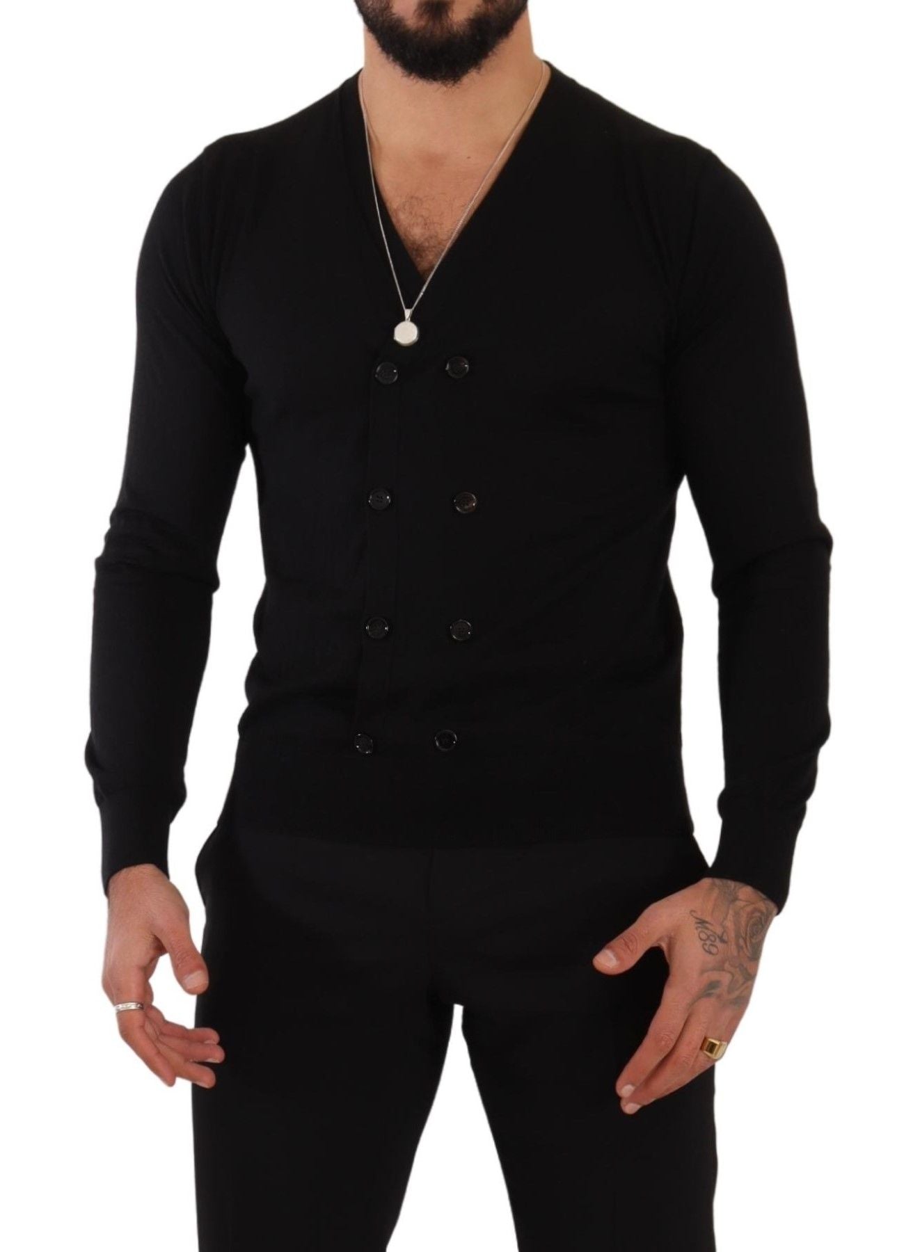 Black Cashmere Button Down Cardigan Sweater