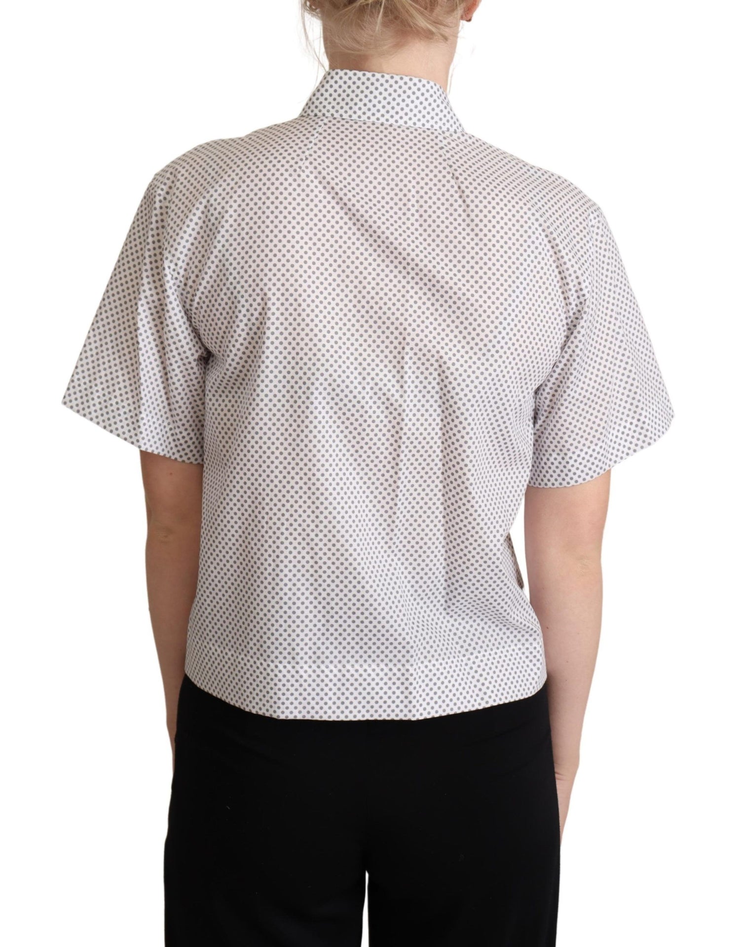 Chic Gray Polka Dot Short Sleeve Polo