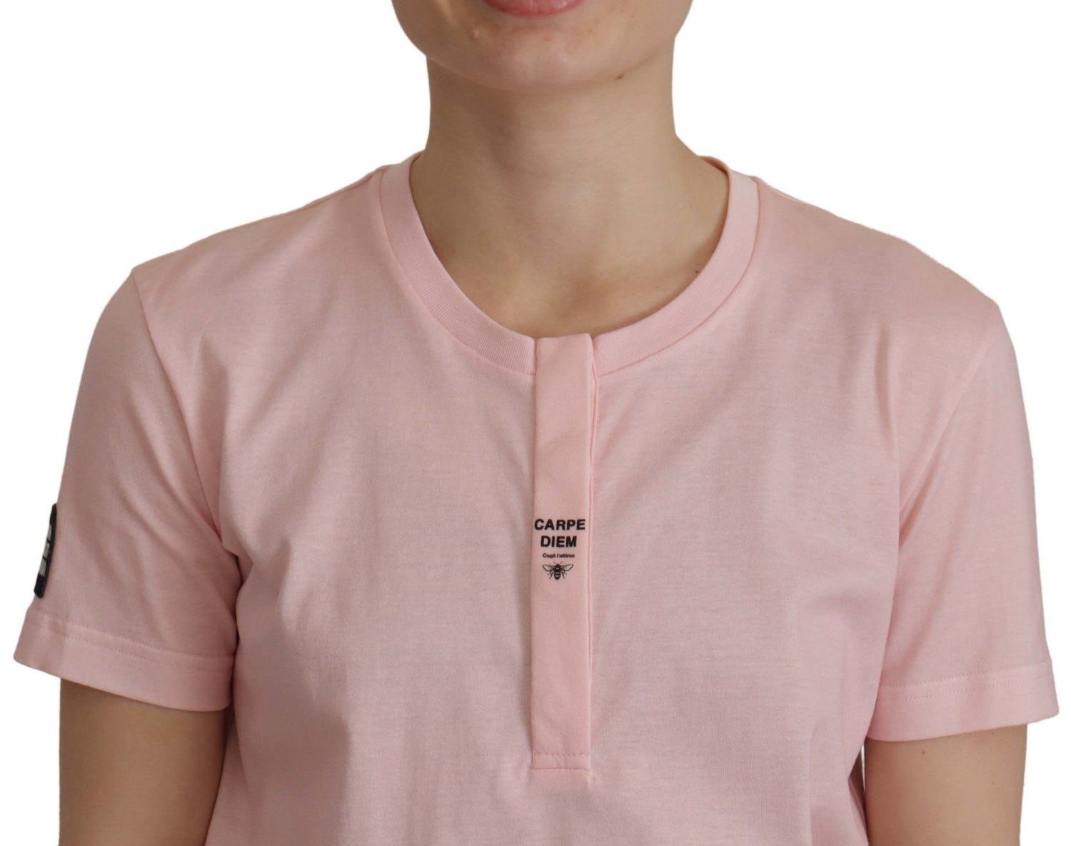 Floral Henley Cotton Tee in Pink