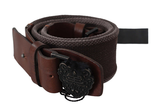 Classic Dark Brown Leather Belt with Logo Buckle