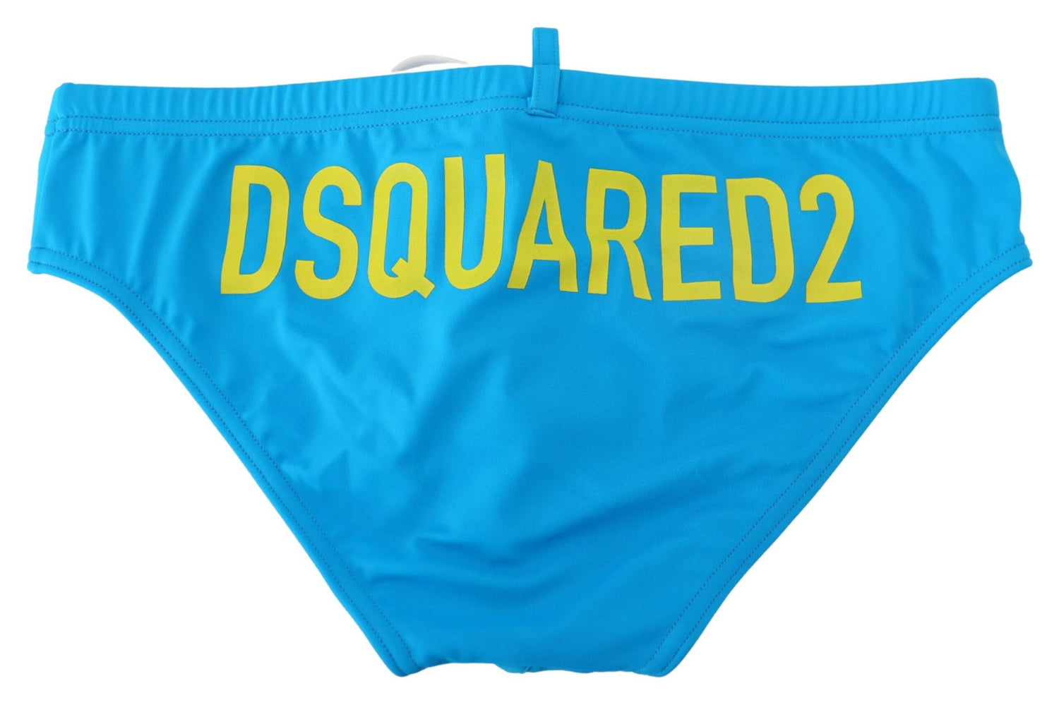 Sleek Blue Swim Briefs with Yellow Logo Print