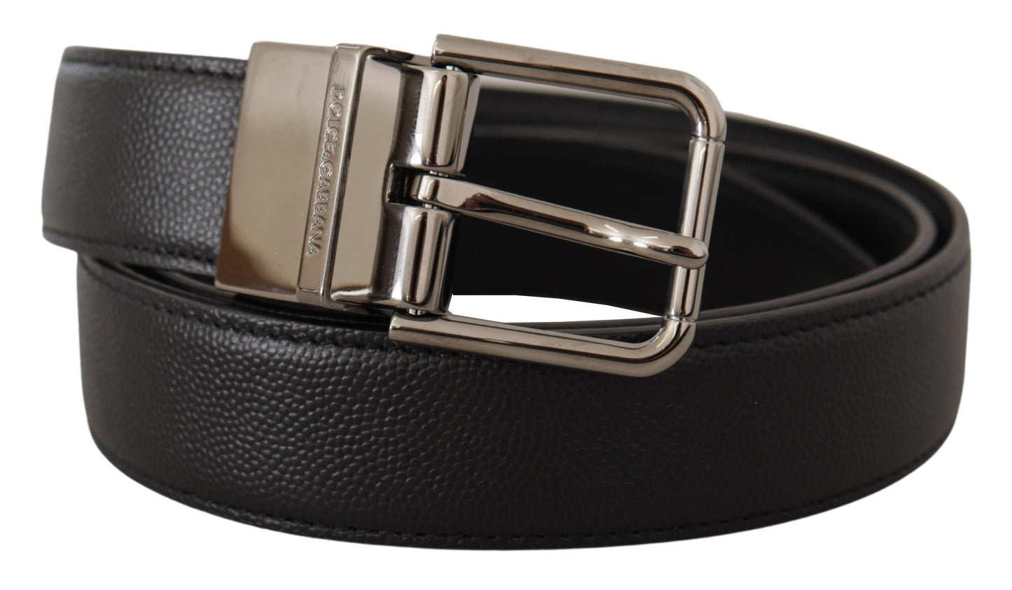 Elegant Black Leather Buckle Belt