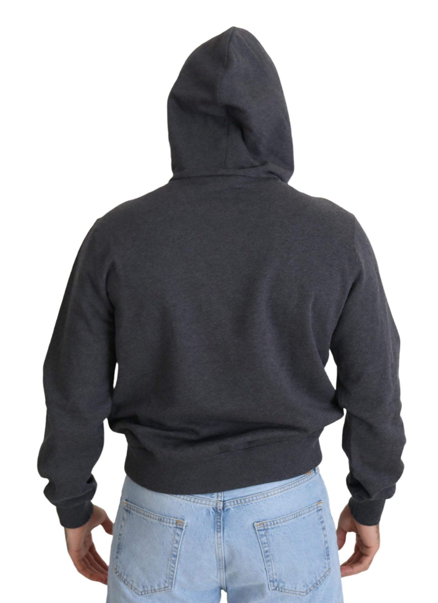 Gray Logo Cotton Hooded Sweatshirt Sweater