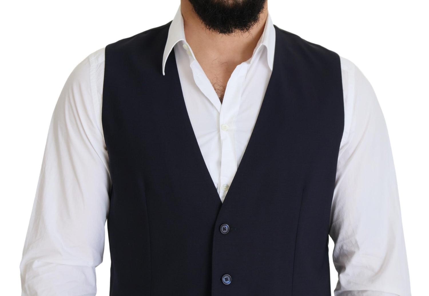 Dark Blue Wool Stretch Waistcoat Formal Vest