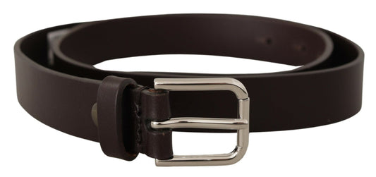 Elegant Leather Belt with Engraved Logo Buckle