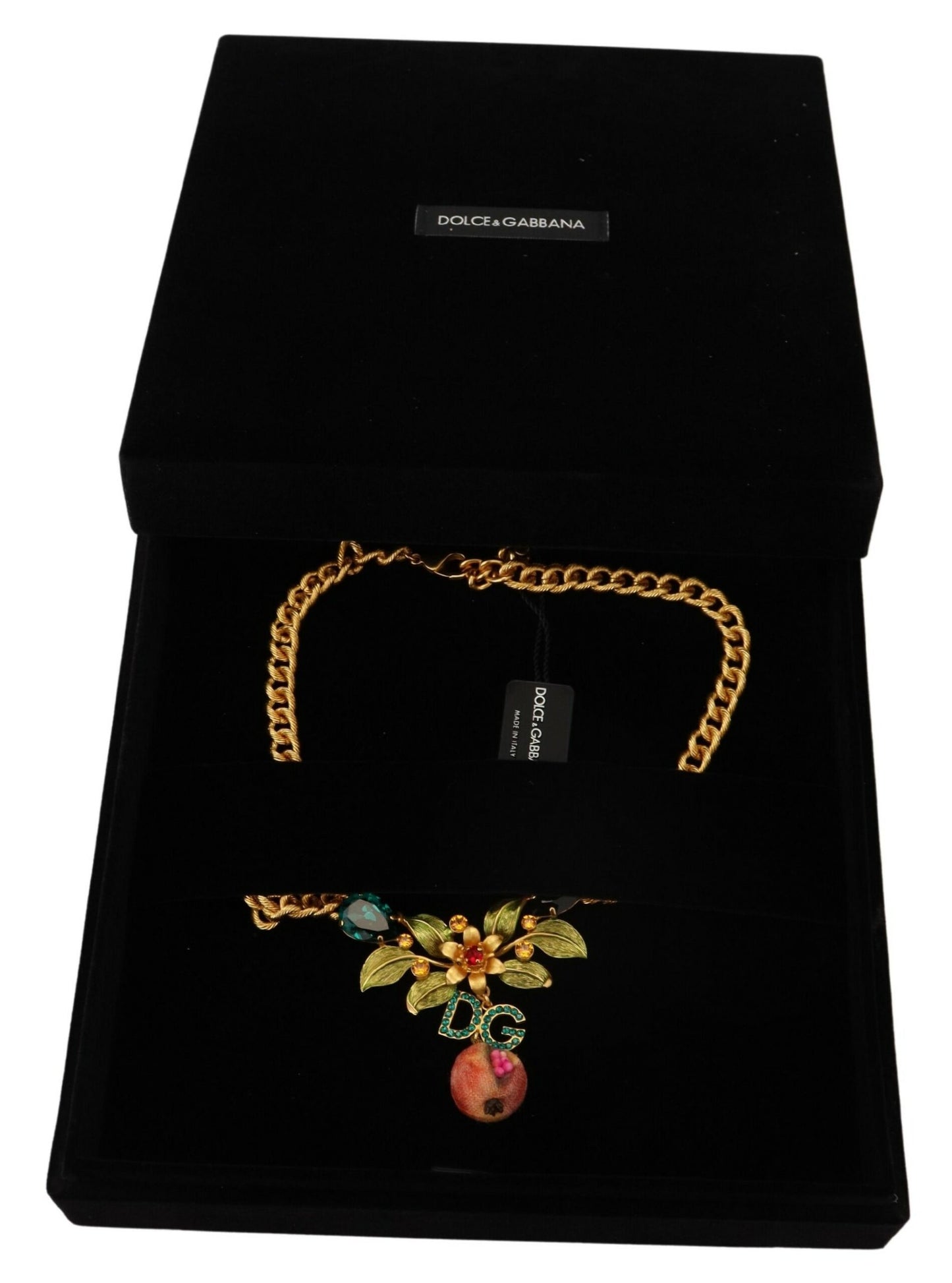 Elegant Gold-Tone Floral Fruit Necklace