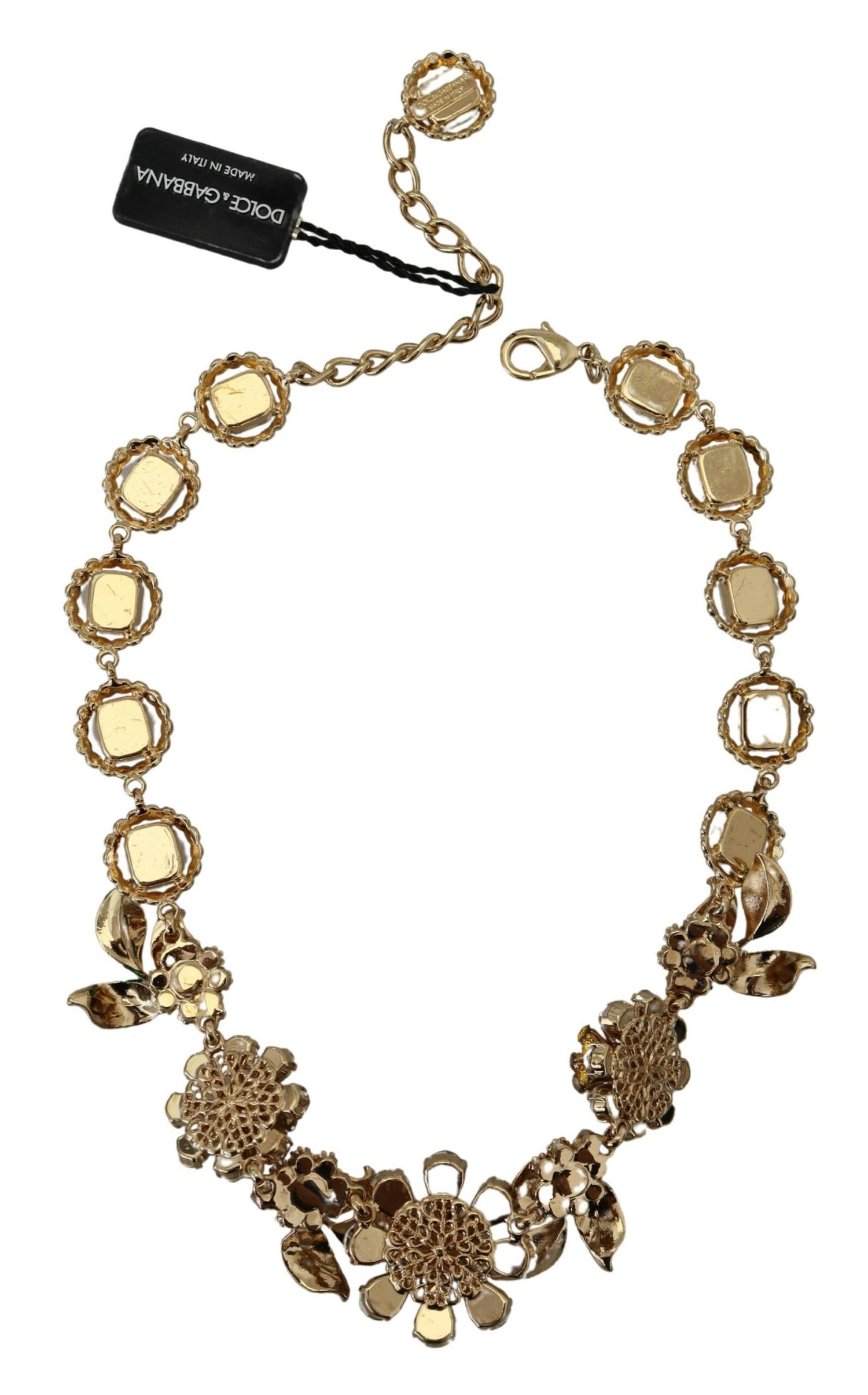 Elegant Gold Tone Crystal Statement Necklace