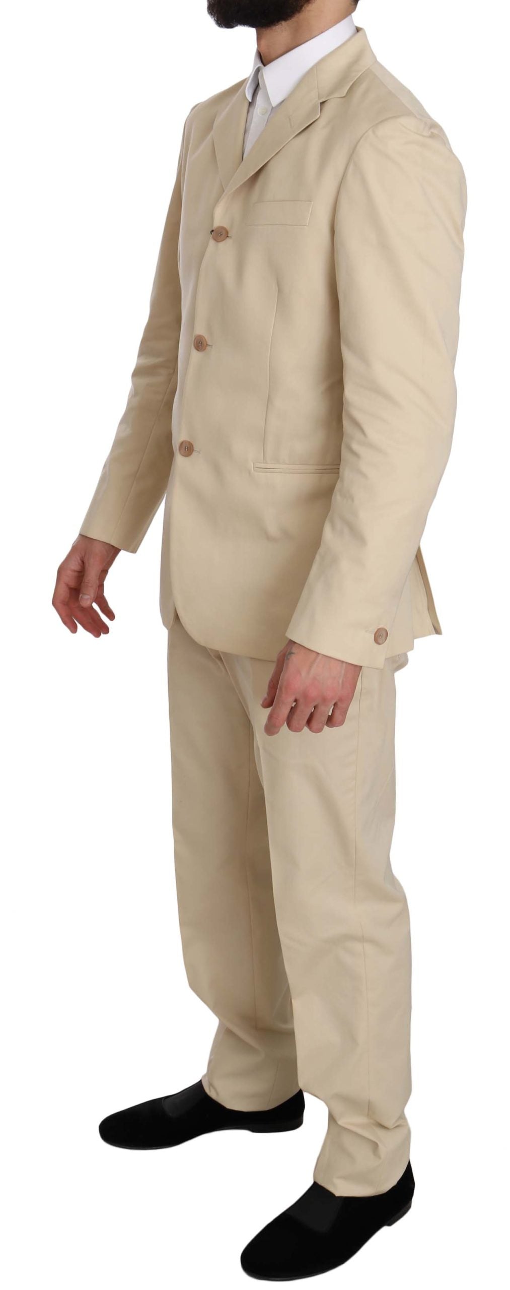 Beige Two-Piece Suit with Classic Elegance