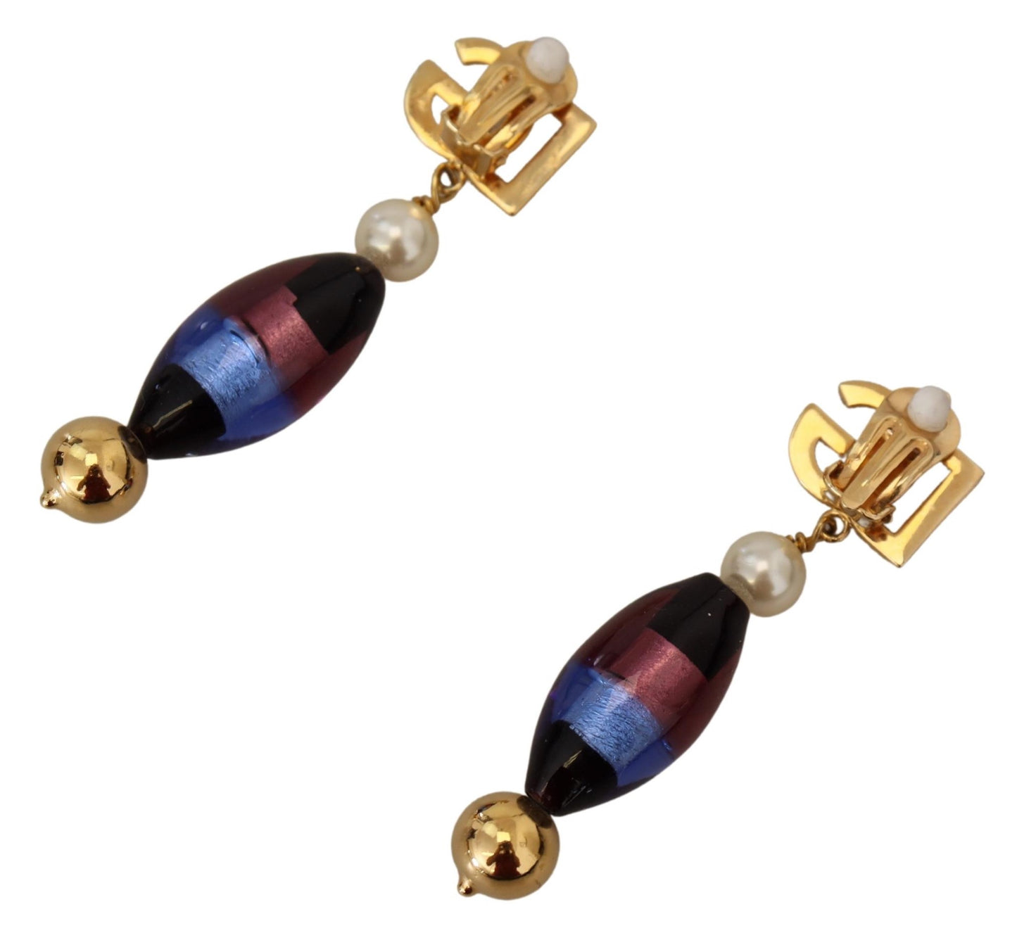 Sicilian Motif Clip-On Dangling Earrings