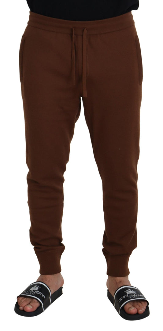 Brown Cashmere Men Drawstring Jogger Pants