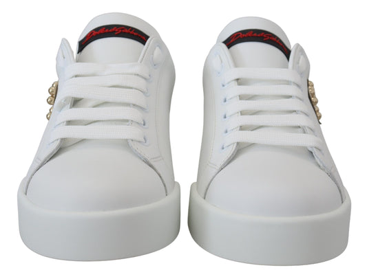 White Logo Patch Embellished Sneakers Shoes