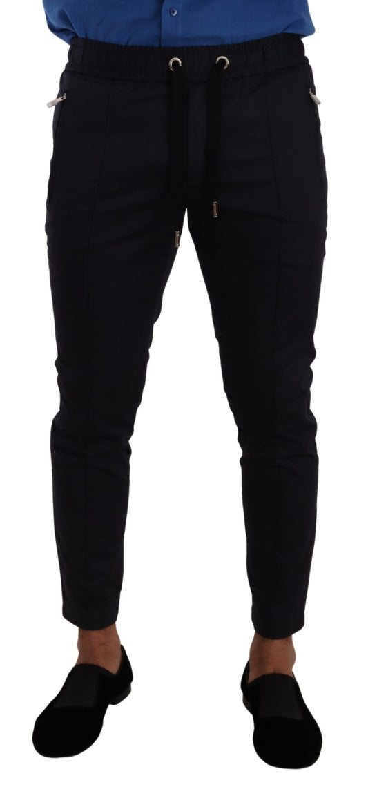 Elegant Dark Blue Skinny Jogging Pants