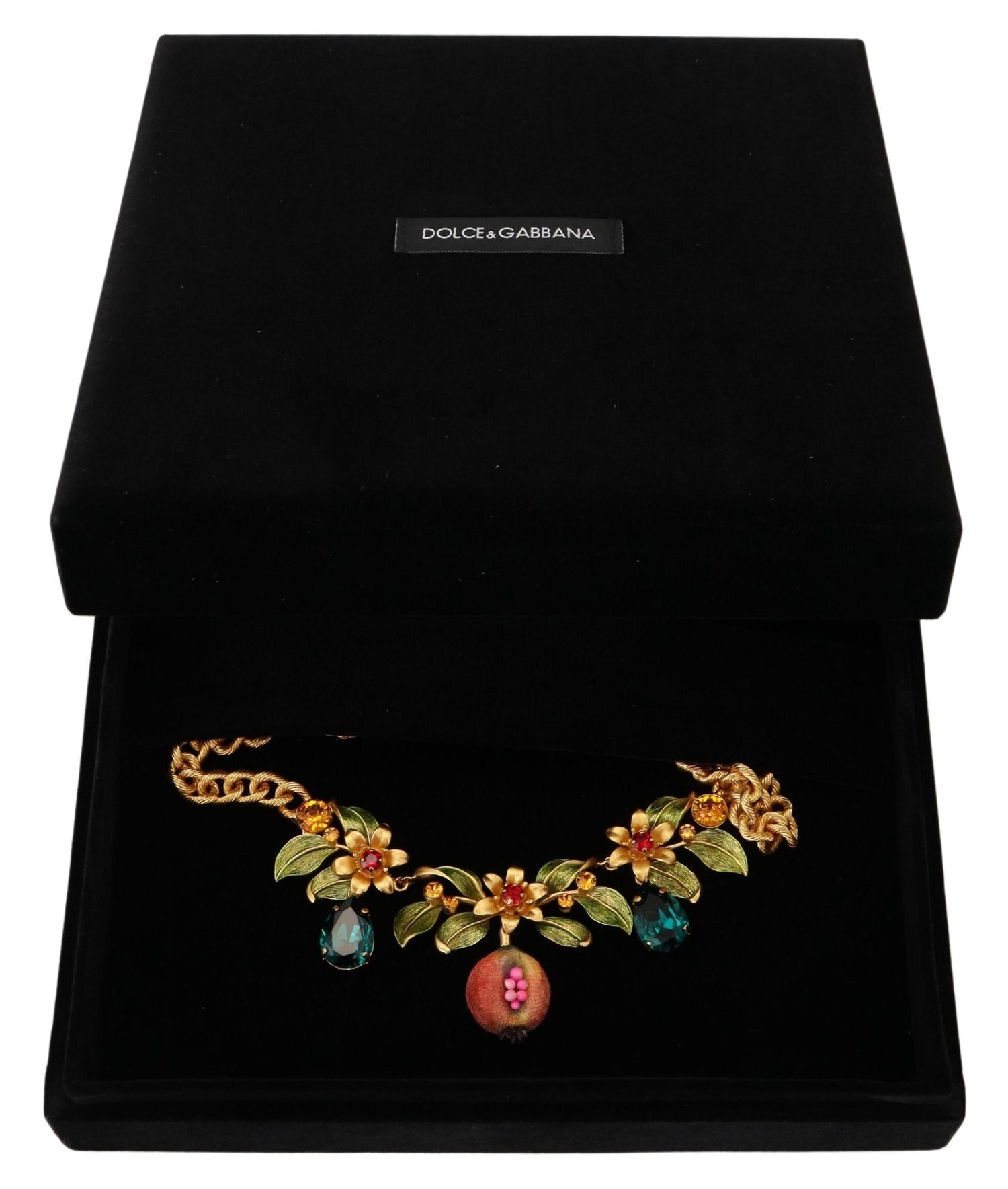 Elegant Floral Fruit Motif Gold Necklace