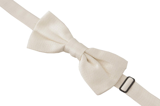 Elegant Off White Silk Bow Tie