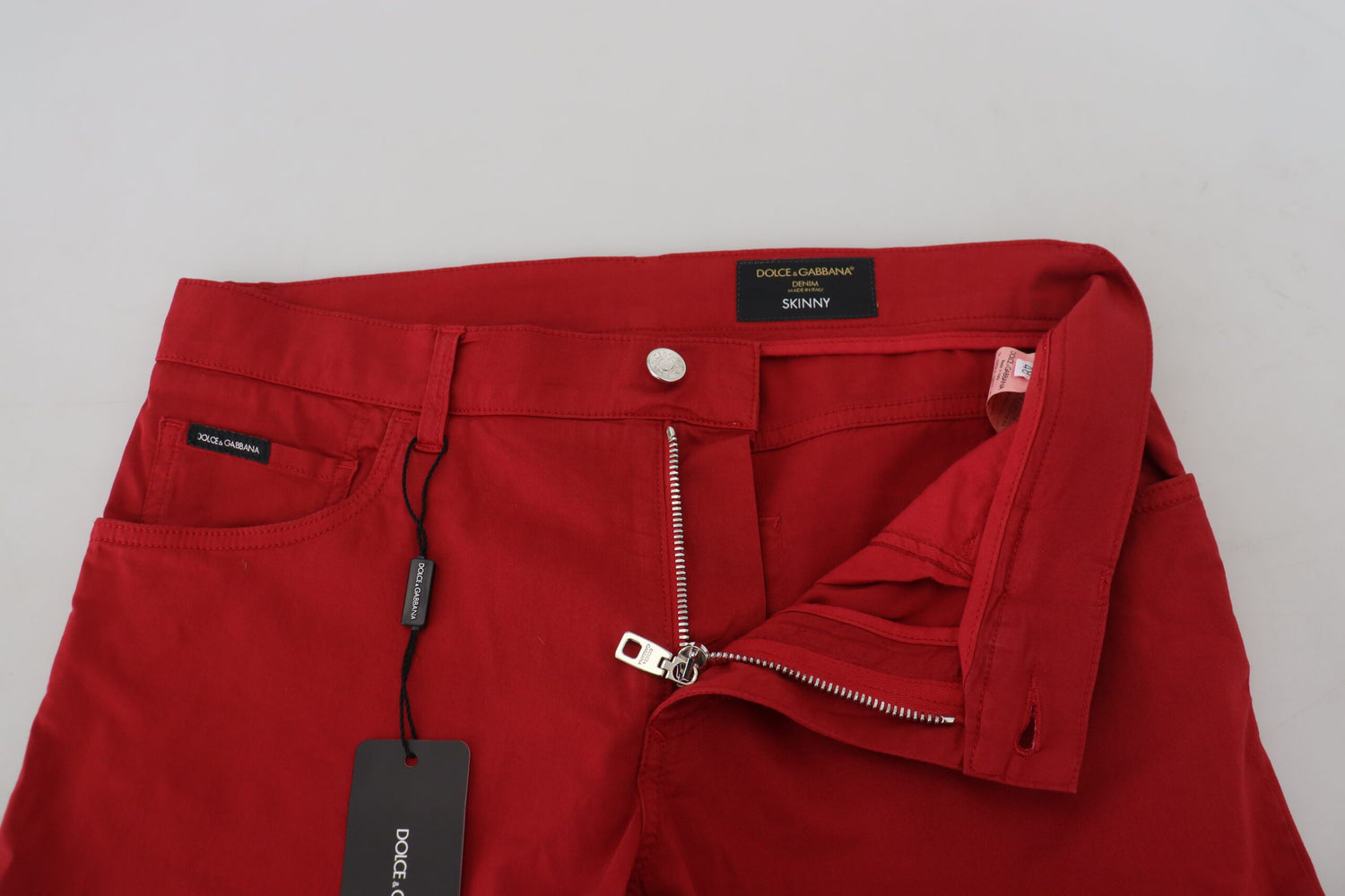 Red Skinny Cotton Stretch Denim Jeans