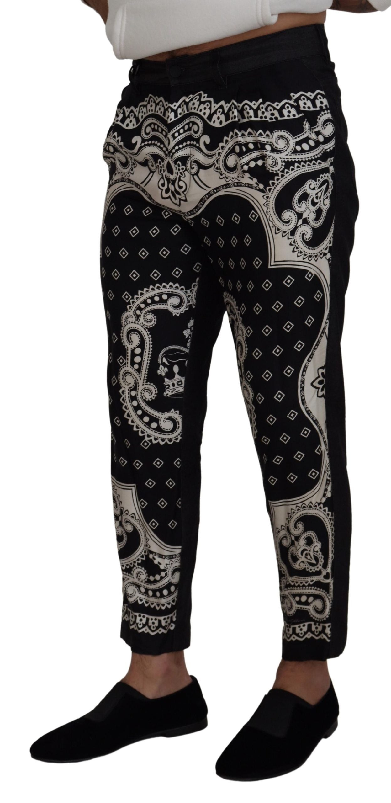 Black Silk Bandana Print Pants