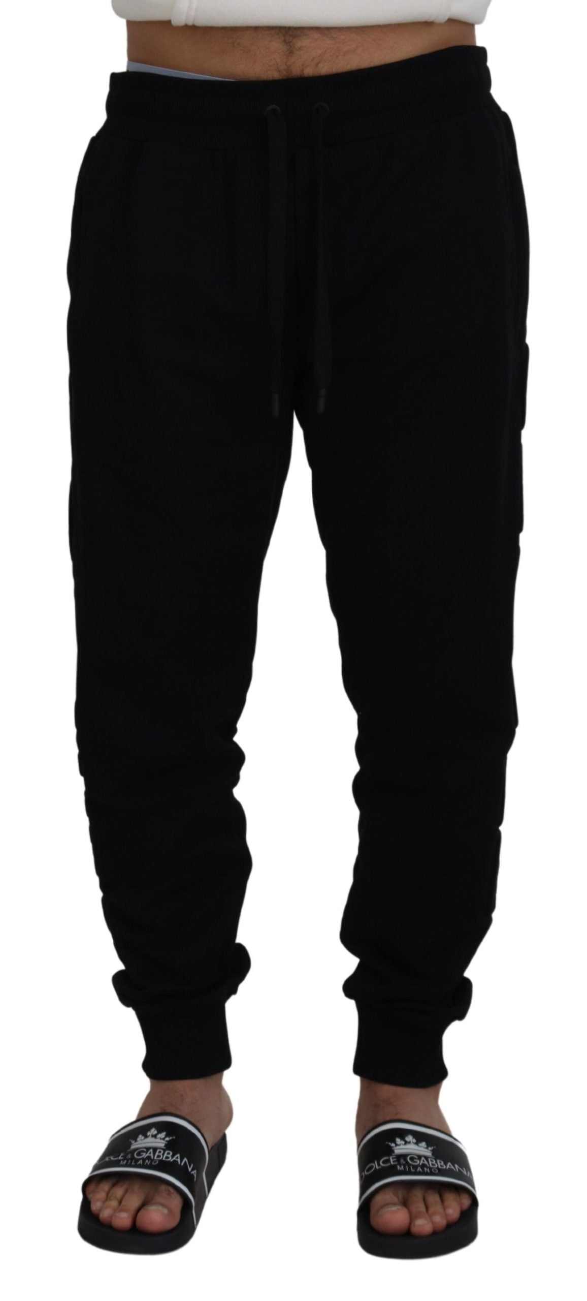 Black Cotton Men Jogger Pants