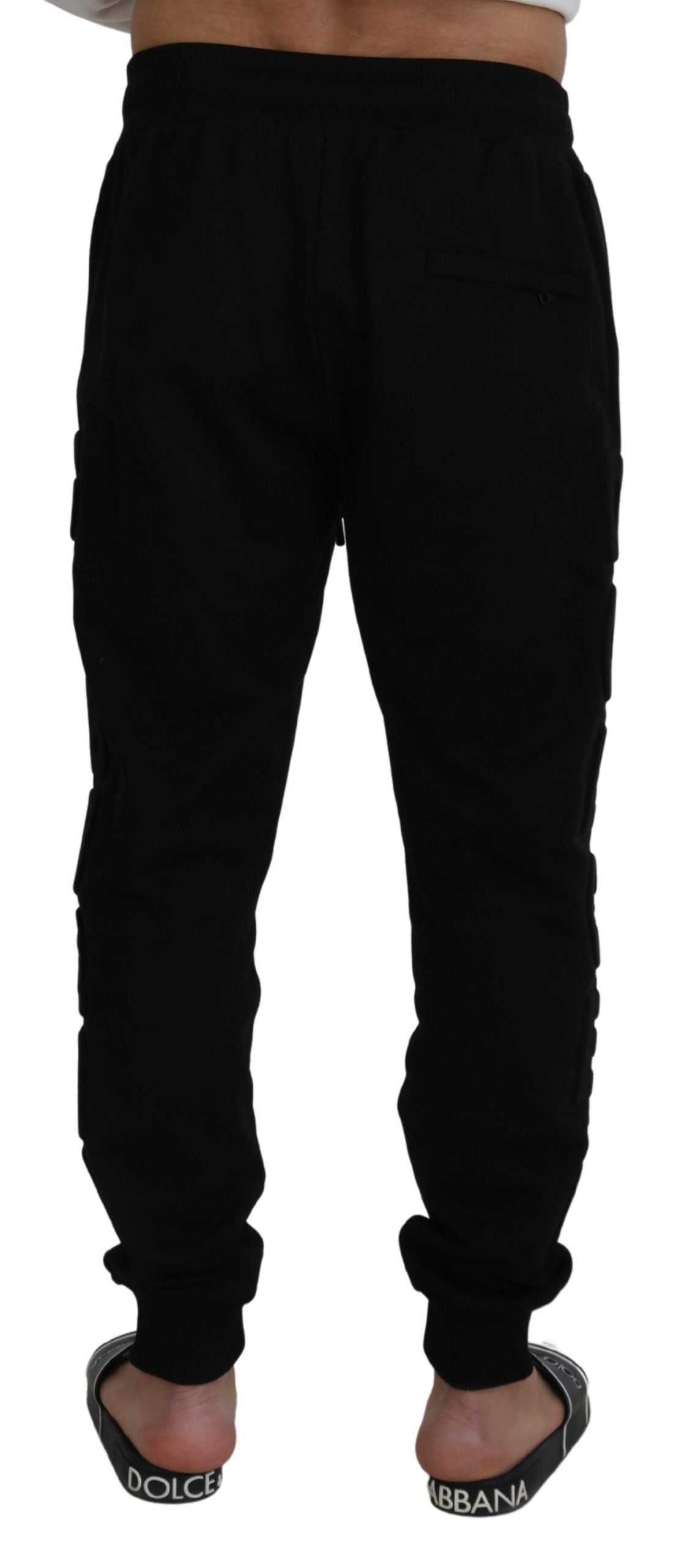 Black Cotton Men Jogger Pants