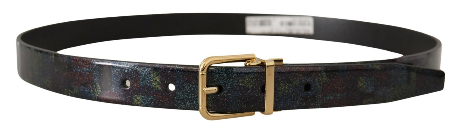 Elegant Black Vernice Leather Belt