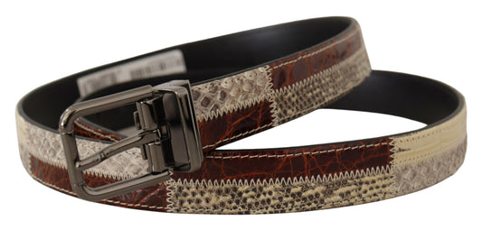 Multicolor Patchwork Snakeskin Belt