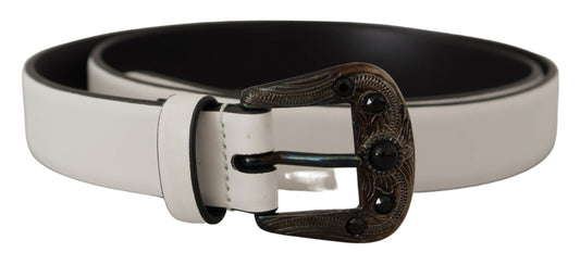 Elegant White Vitello Leather Belt