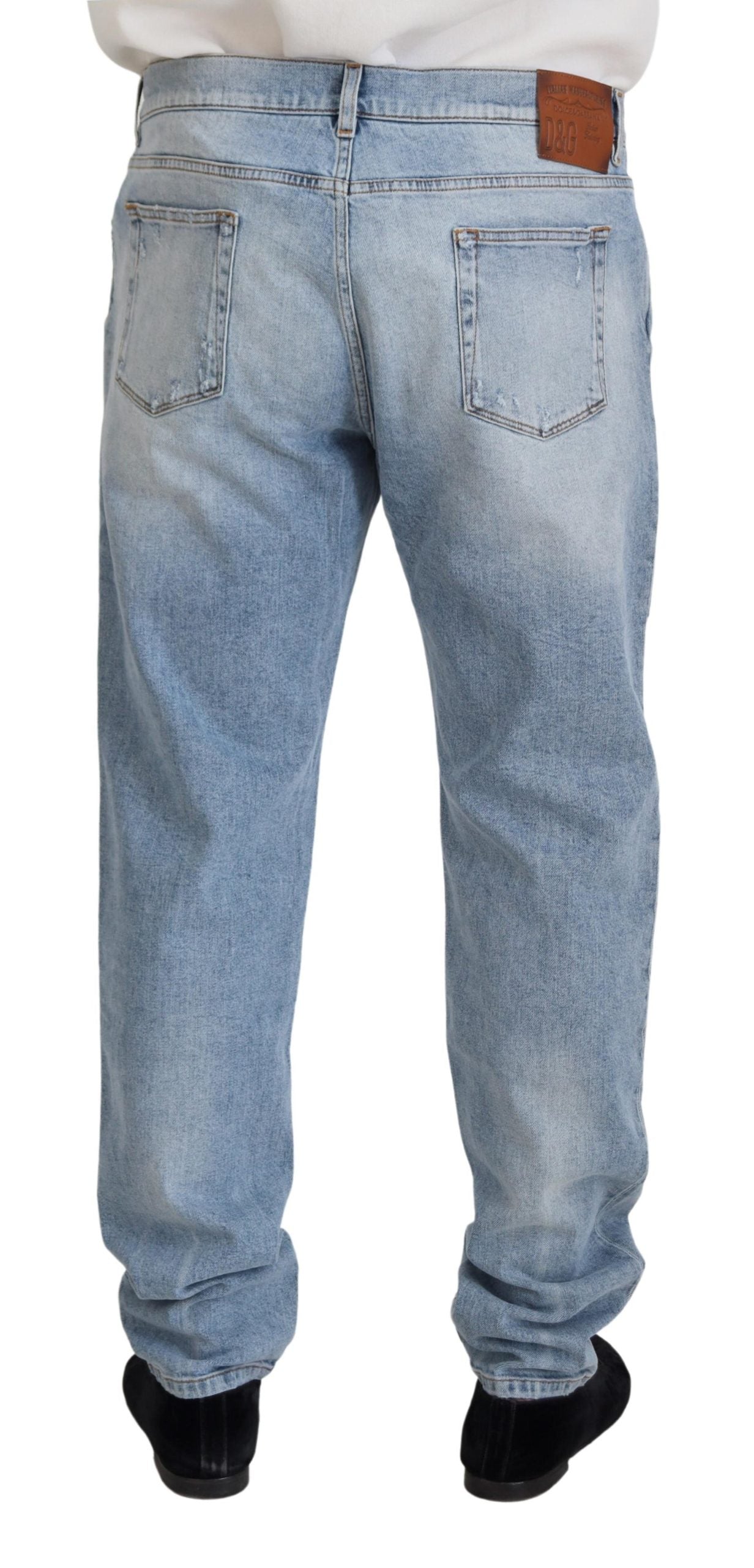 Light Blue Washed Cotton Denim Jeans