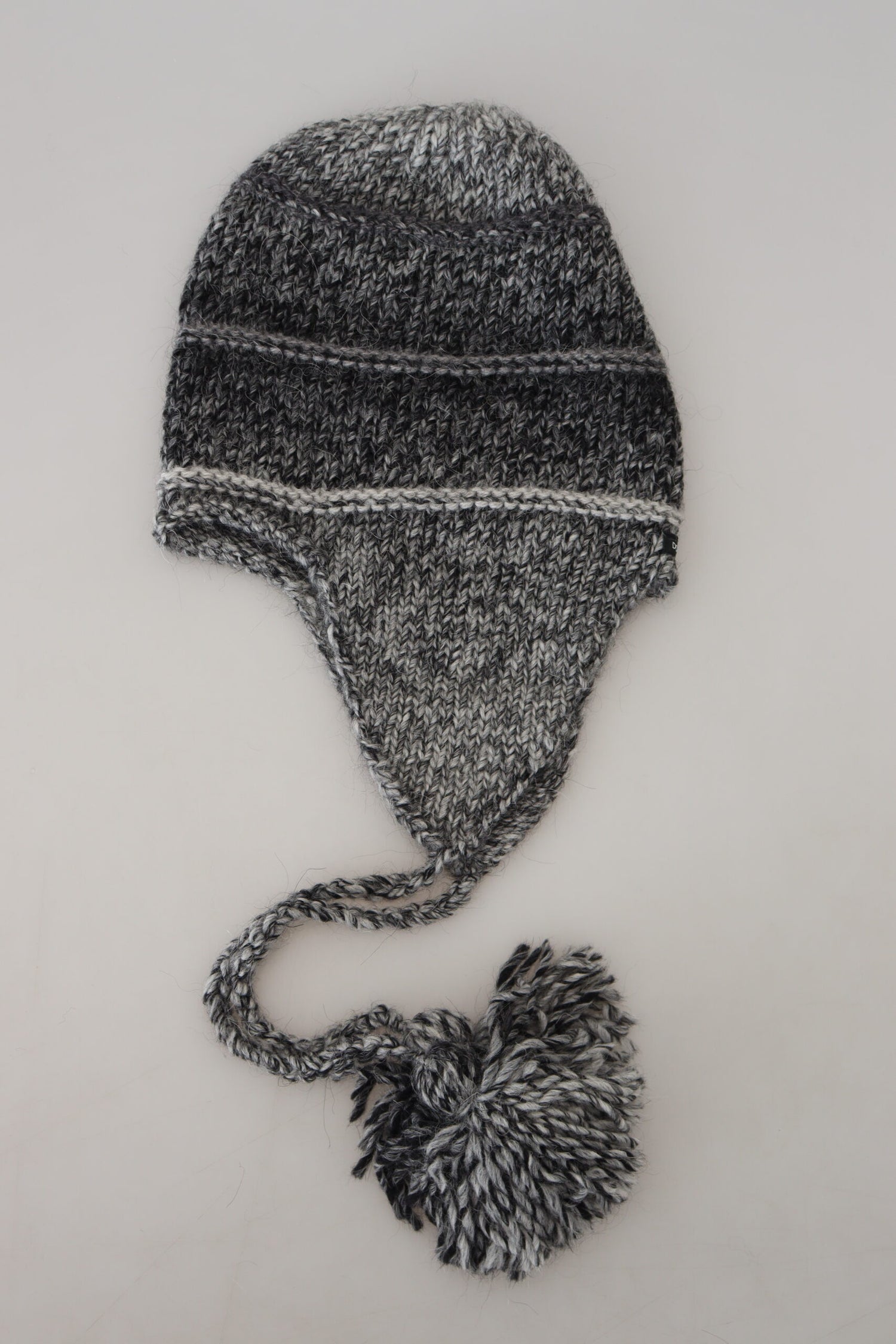 Elegant Gray Knitted Beanie Hat