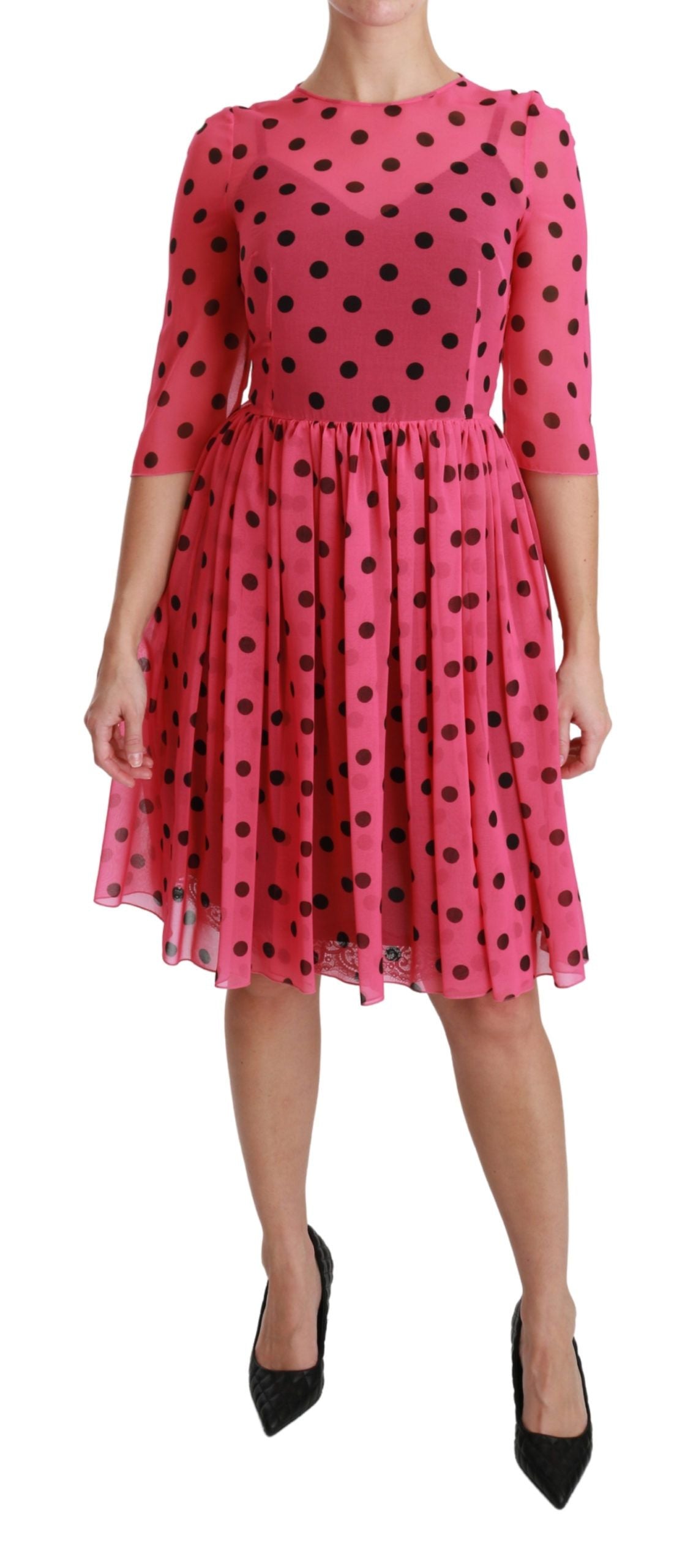 Elegant Polka Dot A-Line Knee Length Dress