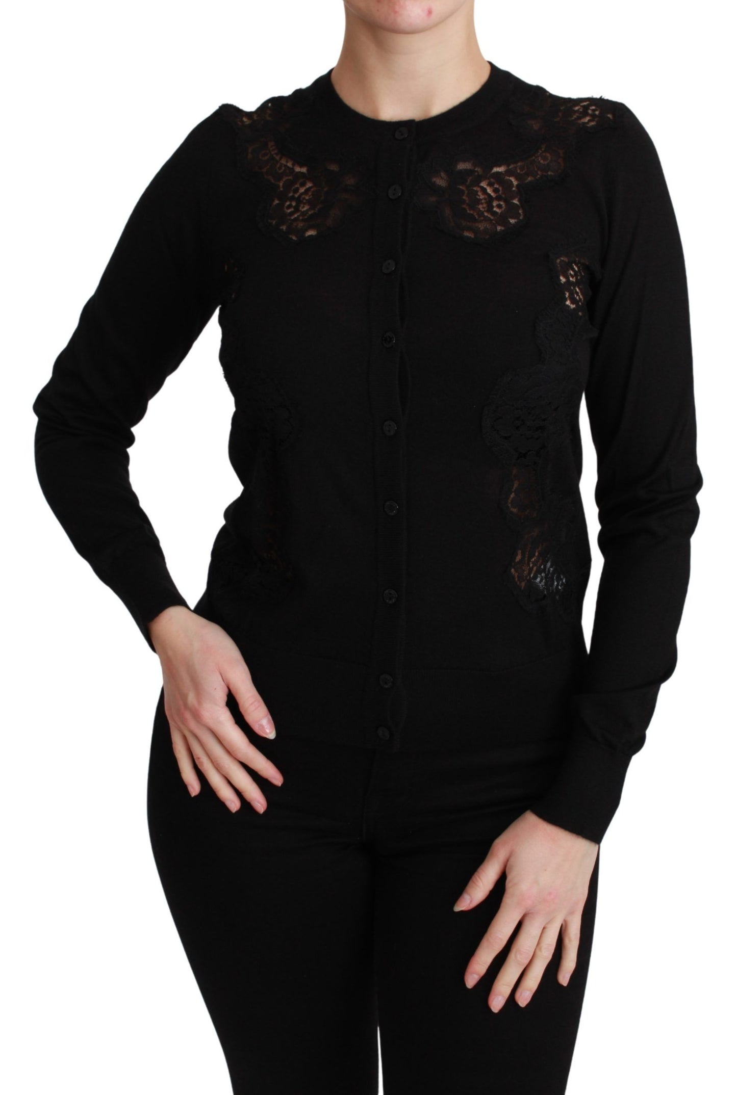 Elegant Cashmere Silk Blend Lace Cardigan