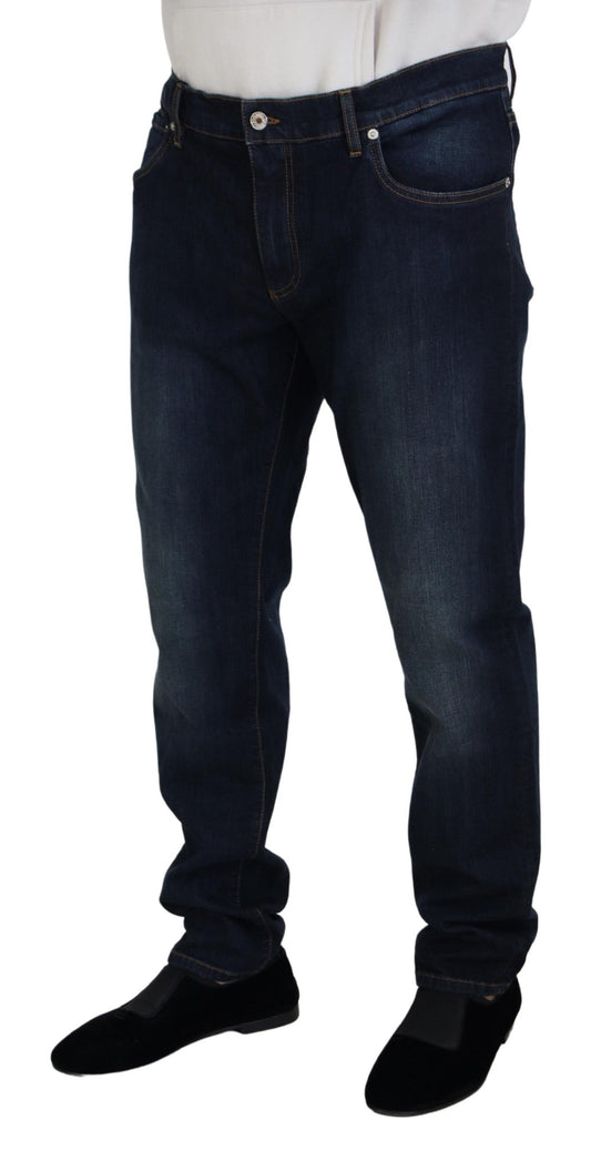 Blue Cotton Straight Fit Casual Denim Jeans