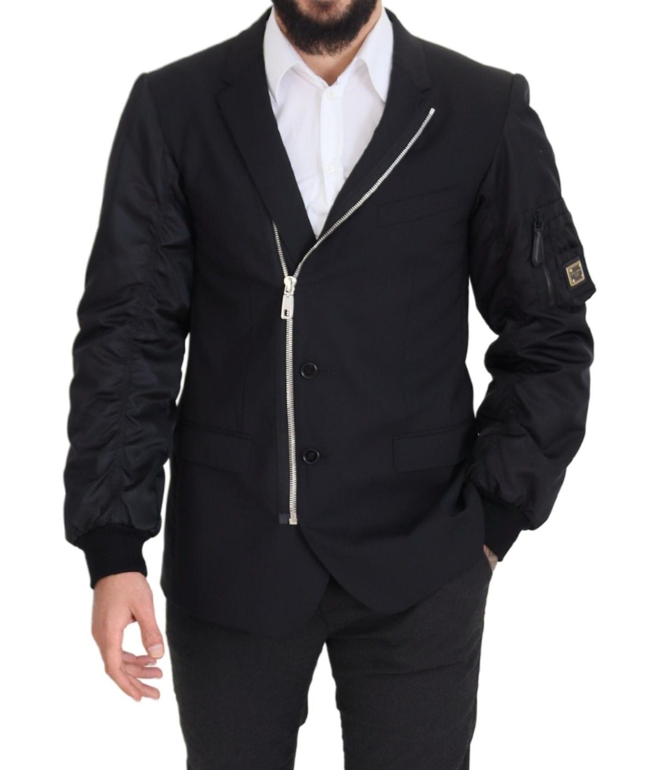 Elegant Black Virgin Wool Jacket