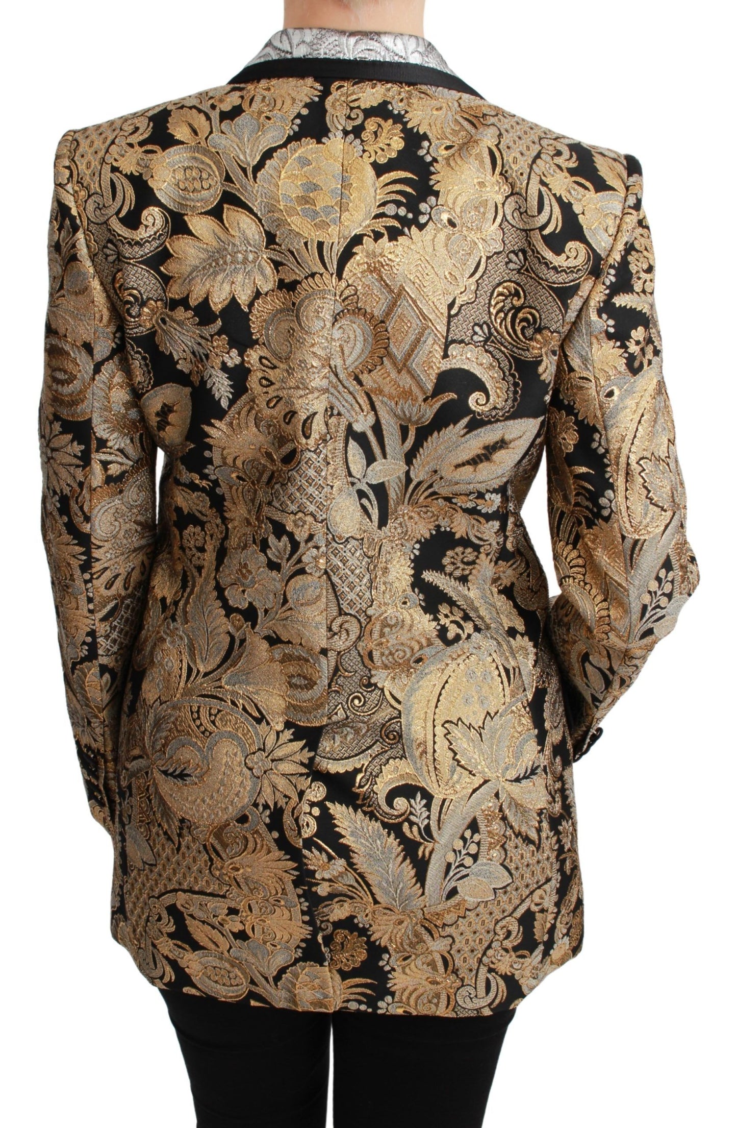 Elegant Gold Floral Jacquard Blazer