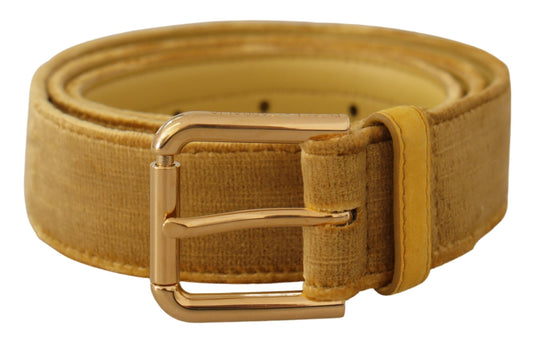 Elegant Velvet Designer Gold-Buckled Belt